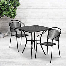 Flash Furniture 28" Square Patio Table Set with 2 Round Back Chairs, Black