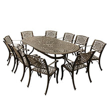 Oakland Living Contemporary Modern Ornate Mesh Lattice Outdoor Aluminum Patio Dining Set 95 Inch Bronze