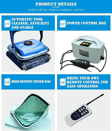Automatic Swimming Pool Cleaner, Robot Vacuum Cleaner With Climbing Wall Swimming Pool, Two Larger Filter Baskets And 50 Foot Floating Cable, Easy To Clean The Swimming Pool On The Ground/floor
