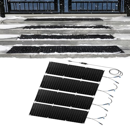 IOUYUP Outdoor Snow Melting Mats - Anti-Slip Winter Mats for Stairs, Roofs - 360W PVC Rubber Heating Mats for Snow Removal(40x200cmx4Pcs)