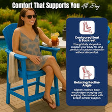 Phat Tommy Tall Adirondack Chair - HDPE Outdoor Furniture - Poly Adirondack Bar Stool - Heavy, Stress Free Furniture for Balcony, Deck, Patio, Front Porch, Blue