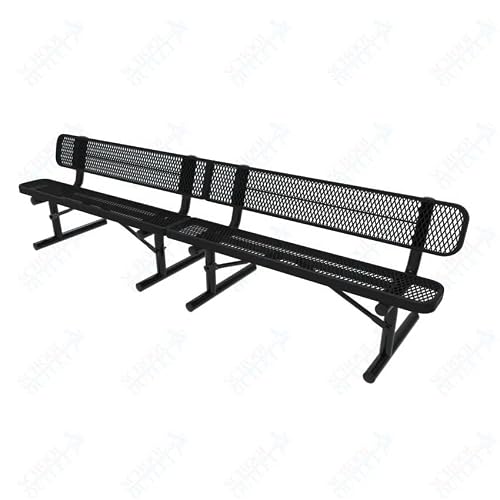 Sturdy Essentials Coated Metal Portable 10 Foot Bench with Backrest - Black w/Backrest