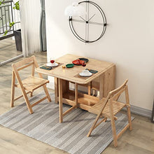 Folding Dining Table with Drawer, Space Saving Design, Stores 4 Chairs, Ideal for Small Spaces and Mobile Living (Natural)