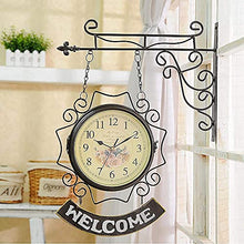 ERTTGWGF Outdoor Clock Garden Clocks, Double Sided Outdoor Retro Outdoor Clocks Battery Operated Silent