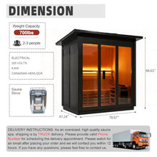 amocane Outdoor Steam Sauna 3 Person, Canadian Hemlock Sauna Room with 6KW ETL Toule Heater, Traditional Backyard Sauna Spa with Asphalt Shingles, Luxury Sauna Accessories for Home & Garden