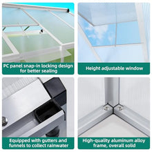 8x12 FT Greenhouse for Outdoors, Large Aluminum Greenhouses with Adjustable Roof Vent, Heavy Duty Greenhouse with Ground Nails, Walk-in Green Houses for Outside Garden, Backyard, Patio
