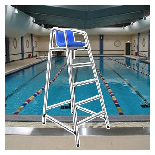 UMJIGF Stainless Steel 304 Lifeguard Chair for Pool and Beach, Heavy-Duty Durable Swimming Lifeguard Ladder, Ideal for Water Parks and Outdoor Indoor Use,Silver-H-180CM