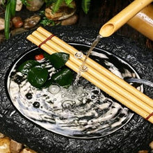 Bamboo Water Fountain with Pump, Garden Waterfall Decor for Garden, Landscaping Accent for Desk Patio Yard