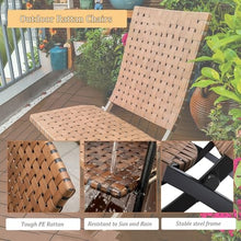 Labasuan 3 Piece Leather Texture Wicker Patio Chairs, All Weather Resistant Folding Adirondack Chairs with Side Coffee Table, Outdoor Leisure Seating for Garden, Balcony & Yard(B)