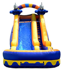 JumpOrange Commercial Inflatable 18' Dolphin Splash Water Slide with Air Blower