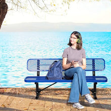 Metal Park Bench for Outside, Outdoor Bench with Backrest & Portable Frame