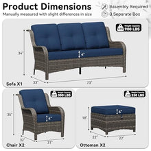Gardenbee 5 Piece Outdoor Wicker Patio Furniture Set, Patio Chairs Set with Thickened Olefin Cushions, High Back and Deep Seating, Hand-Woven PE Rattan, Ottoman for Porch, Deck