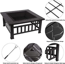 BBQ Grill Outdoor Fire Pit BBQ Grill, Outdoor Square Metal Firepit, Garden Fire Pits,Fireplace Garden Stove BBQ Fire Pit Charcoal Rack with Mesh Cover,Outdoor Fire Pits