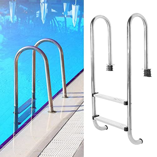 Pool Ladder 2-Step Stainless Steel Inground Swimming Pool Stairs W/Non-Slip Footstep for Above Ground Pools