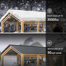 Sunjoy Heavy Duty Wood Gazebo Carport 11 ft. x 20 ft. Black/Wood Color