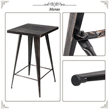 XIONGGG Metal Bar Table Set, Distressed Rectangular Bar Table and 2 Low Back Stools, Industrial Metal Barstools with Counter Height Table for Indoor Outdoor Use Golden Black 23.6L*23.6W*41.3H inches
