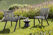 Armen Living Brielle Outdoor Dark Eucalyptus Wood and Grey Rope Dining Chairs - Set of 2