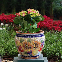 Outdoor Large Flower Pot Villa Garden Ceramic Mosaic Decoration Plant Pot Creative Landscape Potted Vase Plant Container Classical Pots Bonsai Planter Colorful (Sun Flower M)