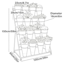 4-Tier Tall Plant Stand With Wheels, Heavy Duty Flower Cart With 16 Pcs