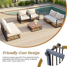 Spollowe 7-Piece Metal Patio Sectional Sofa Set with Table
