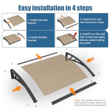 48x120in Window Door Awning One-Piece Seamless Overhang UV/Rainproof Canopy