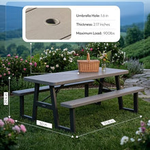 LIFETIME 6-Foot Folding Picnic Table with Benches, Seats 8, Heavy-Duty HDPE Tabletop, Steel Frame, Weather & UV Resistant Outdoor Picnic Table with Umbrella Hole