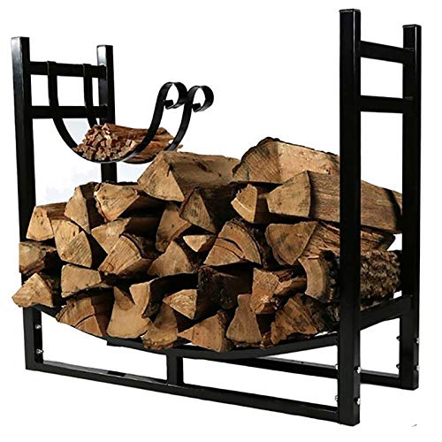 LFSDFJ 30 Inch Tall Heavy Duty Firewood Racks 3ft,Indoor/Outdoor/Patio/Deck Log Rack with Kindling Holder,Black