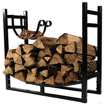 LFSDFJ 30 Inch Tall Heavy Duty Firewood Racks 3ft,Indoor/Outdoor/Patio/Deck Log Rack with Kindling Holder,Black
