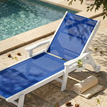 Outdoor HDPE Chaise Lounge Chairs Set of 4, Textilene Pool Loungers
