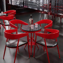 JOSOGO Retro Industrial Bistro Table and Chair Set, Height-Adjustable Round, Metal Frame Chairs for Small Patio Balcony Kitchen Nook(C)