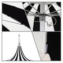 California Umbrella 8.5' Rd. Pagoda Style Patio Umbrella, White Pole, Black/Natural
