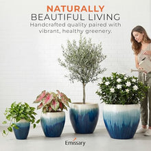Emissary Home and Garden 13in., 16in., 19in.,23.5in. H Blue Snow Stoneware Round Planters with High-fire Treatment (Set of 4)