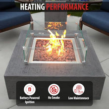 AMS 36" Concrete GFRC Square Natural Gas Fire Pit Table (Pweter)