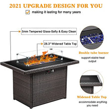LayinSun 44" Propane Gas Fire Pit Table, 55000 BTU Rectangular Fire Pit with Glass Wind Guard for Outside Patio Deck Garden Backyard