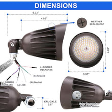 OSTEK 25W LED Bullet Spot Light Outdoor Landscape Lighting, 3CCT 3000K-4000K-5000K Selectable, 1/2" Knuckle Mount, 3500LM, 0-10V Dimmable Commercial Flag Pole Lights,120-277V (12 Pack)