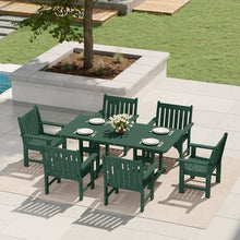 Costaelm Rectangle Outdoor Dining Tables, 71'' Patio Table with Umbrella Hole for 6 Person, Balcony Outdoor Buffet Table, Porch Tables for Outside Lawn Porch Bistro Furniture, Dark Green