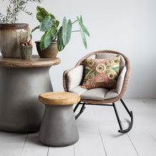 Creative Co-Op Fabric Upholstered Wicker Rocking Chair with Metal Legs and Cushion Natural/Sand