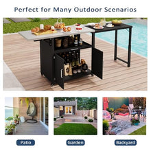 QUGURLID Versatile Outdoor Cabinet with Folding & Expandable Work Surfaces, Ample Storage Space, and Lockable Wheels