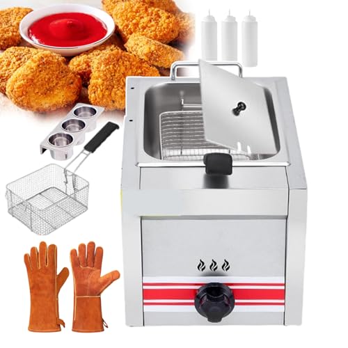 Commercial Electric Fryer With Temperature Control, Removable 10L Single Tank Fryer Baskets For Commercial, Stainless Steel Fryer Basket