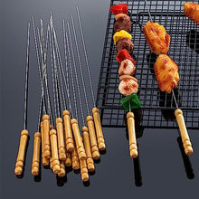 NYTFHMS Skewers Grilling with Wooden Handle, Stainless Steel BBQ Needle Sticks, Anti-Slip, Anti-Scald, for Meat Shrimp Chicken Vegetable,Size_name-500