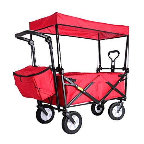 Folding Portable Shopping Cart Garden Trolley Cart with Canopy, Heavy Duty Wagon Children's Luggage Cart
