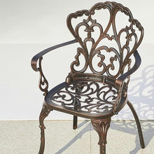 KUYBTU Garden Bench Cast Aluminium Dining Round Table and 4 Chairs Set,Garden Outdoor Furniture Table and Chairs