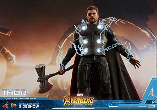 Hot Toys Marvel Avengers Infinity War Thor 1/6 Scale Action Figure Metallic Silver and Light Blue