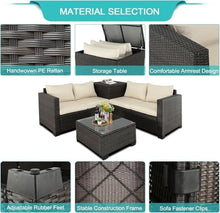 UOPYNE Outdoor Patio Wicker Furniture Set, No Assembly Required All-Weather Rattan Conversation Bistro & Storage Box Glass Top Table for Garden, Porch, Balcony and Deck