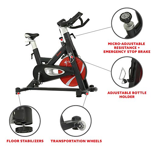 Sunny Health & Fitness Evolution Pro II Magnetic Belt Drive Indoor Cycling Bike Black