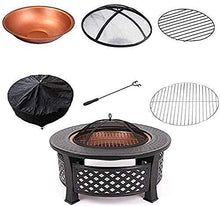 Outdoor Patio Steel Grill Fire Pit Bowl w/Spark Sn Cover,Log Grate,Poker
