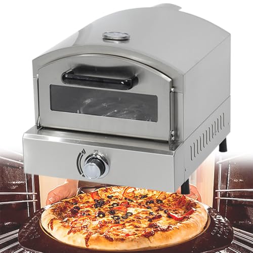 Beachtiful Outdoor Pizza Oven, Gas Fired-Pizza Ovens, with 13in Pizza Stone, Stainless Less Pizza Maker, Cooking Pizza Steak Fish Chicken and More, for Outdoor Garden Outside Party