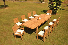 WholesaleTeak 10 Seats 11 Pcs Grade-A Teak Wood Dining Set: 122" Atnas Double Extension Rectangle Table and 10 Maldives Chairs (2 Arm & 8 Armless Chairs) #11ML2811