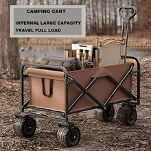 Camping Collapsible Wagon Cart 150L Large Capacity Garden Cart with Rotatable Rubber Wheels, Portable Trolley with Adjustable Handle & Net Pocket for Outdoor Activities,A