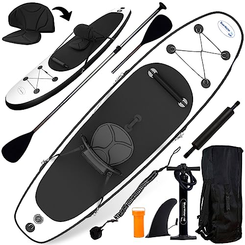 Blue Water Toys Inflatable Crossover Stand Up Paddle Board/Kayak Kit White and Black
